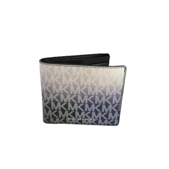 Michael Kors Cooper Billfold ID Wallet Bifold Black Multi MK Ombre Logo - Picture 2 of 6